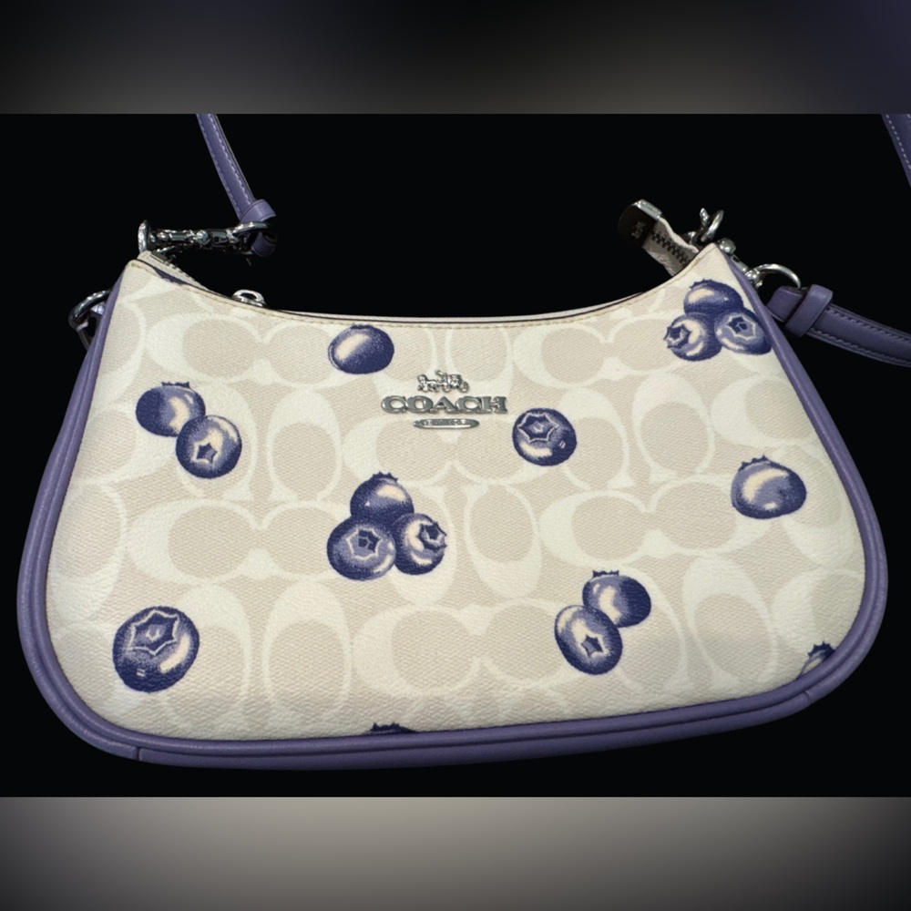 Coach Teri Shoulder Bag In Signature Canvas With Blueberry Print